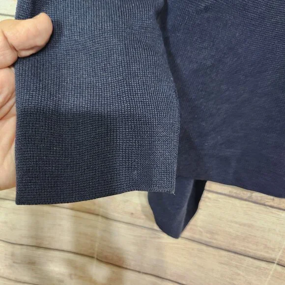 Eileen Fisher Tencel Silk Draped Open Front Cardigan Midnight Blue Size Large - Picture 14 of 14